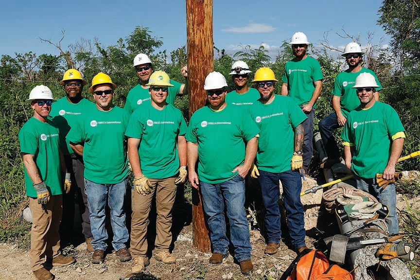 A photo of the Choptank Team with other NRECA Co-op Lineman