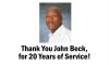 Thank you, John Beck, for  20 years of dedicated service!